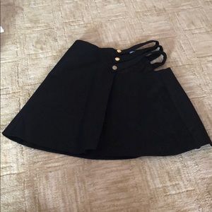 Tobi black skater skirt with cutout